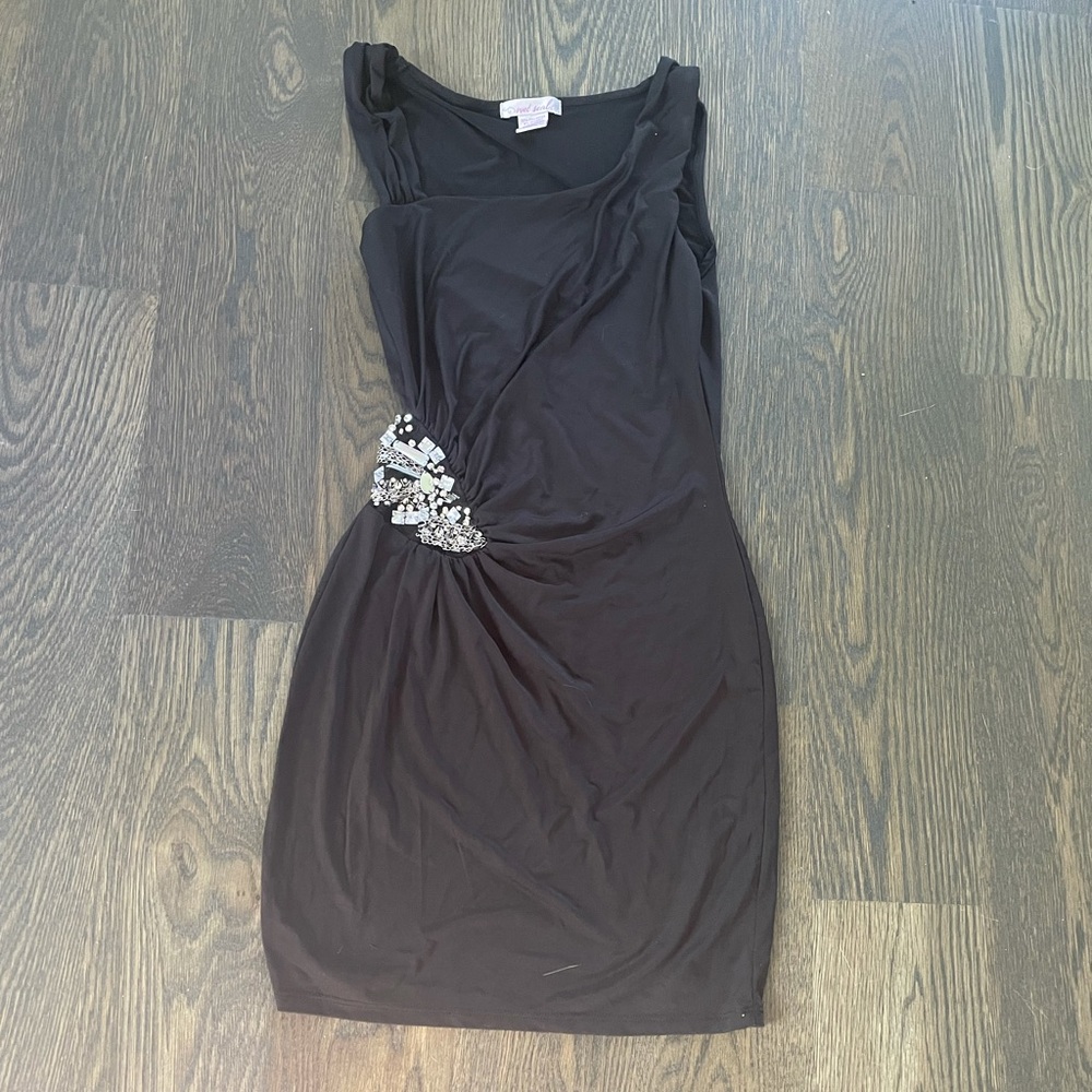 Black embellished rhinestone sparkle stretchy holiday dress Xsmall size 0 or 00